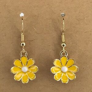 Petite Blue Flower Earrings 18k Platted Hook